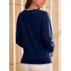 imageDokotoo Womens Sweaters Casual Crewneck Long Sleeve Pullover Sweater Jumper Tops with Chest PocketNavy Blue