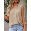 imageDokotoo Womens Tank Top Sleeveless Shirts for Women Flowy V Neck Business Casual Outfits 2025 Loose Fit Summer TopsBeige