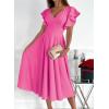 imageDokotoo Womens V Neck Elegant Party Dress Short Sleeve Skater Dress Wedding Guest DressesRose