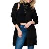 imageDokotoo Womens 2025 Fashion Casual Open Front Long Sleeve Chunky Cable Knit Cardigans Sweaters Outerwear Coats with PocketsBlack