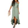 imageDokotoo Womens 2025 Off The Shoulder Casual Short Sleeve Maxi Dress High Low Solid Cocktail Skater Dresses