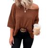 imageDokotoo Womens Casual 34 Sleeve Loose Tunic Tops Lightweight Knit Fall Pulover Sweater BlousesBrown