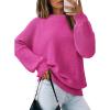 imageDokotoo Womens Casual Long Sleeve Sweaters Loose Crewneck Cable Knit Pullover Sweater Jumper TopsRose Red