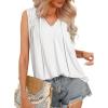 imageDokotoo Womens Tank Top Sleeveless Shirts for Women Flowy V Neck Business Casual Outfits 2025 Loose Fit Summer TopsWhite