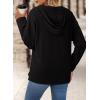 imageDokotoo Hoodies for Women Long Sleeve Drawstring Button V Neck Fleece Casual Lightweight Pullover Sweatshirt Hooded TopsBlack