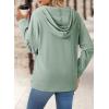 imageDokotoo Hoodies for Women Long Sleeve Drawstring Button V Neck Fleece Casual Lightweight Pullover Sweatshirt Hooded TopsGreen