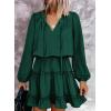 imageDokotoo Womens 2024 Split V Neck Ruffle Chiffon Elegant Mini Short Skirt Dresses