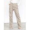 imageDokotoo Womens Casual Mid Waist Cargo Jeans Stretch Wide Leg Denim Pants with PocketsApricot