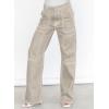 imageDokotoo Womens Casual Mid Waist Cargo Jeans Stretch Wide Leg Denim Pants with PocketsApricot