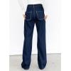 imageDokotoo Womens Casual Mid Waist Cargo Jeans Stretch Wide Leg Denim Pants with PocketsBlue