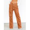 imageDokotoo Womens Casual Mid Waist Cargo Jeans Stretch Wide Leg Denim Pants with PocketsGold Flame