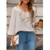 imageDokotoo Womens Dressy Casual Blouses 34 Sleeve Fall Tops 2025 Ruffle V Neck Business ShirtsApricot