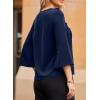 imageDokotoo Womens Dressy Casual Blouses 34 Sleeve Fall Tops 2025 Ruffle V Neck Business ShirtsBlue