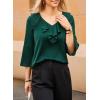 imageDokotoo Womens Dressy Casual Blouses 34 Sleeve Fall Tops 2025 Ruffle V Neck Business ShirtsGreen