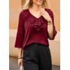 imageDokotoo Womens Dressy Casual Blouses 34 Sleeve Fall Tops 2025 Ruffle V Neck Business ShirtsRed