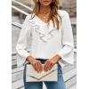 imageDokotoo Womens Dressy Casual Blouses 34 Sleeve Fall Tops 2025 Ruffle V Neck Business ShirtsWhite