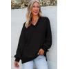 imageDokotoo Womens V Neck Long Sleeve Waffle Knit Tops Off Shoulder Oversized Pullover SweaterBlack