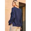 imageDokotoo Womens V Neck Long Sleeve Waffle Knit Tops Off Shoulder Oversized Pullover SweaterNavy