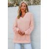 imageDokotoo Womens V Neck Long Sleeve Waffle Knit Tops Off Shoulder Oversized Pullover SweaterPink