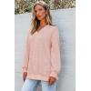 imageDokotoo Womens V Neck Long Sleeve Waffle Knit Tops Off Shoulder Oversized Pullover SweaterPink