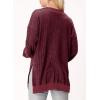 imageDokotoo Womens V Neck Long Sleeve Waffle Knit Tops Off Shoulder Oversized Pullover SweaterWine