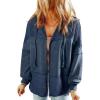imageDokotoo Waffle Knit Hoodies for Womens Zip Up Jackets 2025 Drawstring Fall Casual JacketsBlue