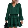 imageDokotoo Womens 2024 Split V Neck Ruffle Chiffon Elegant Mini Short Skirt Dresses