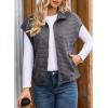 imageDokotoo Womens Vest Tops 2025 Zipper Up Cap Sleeve Side Pockets Waffle Knit Sleeveless Oversized VestsGray