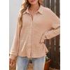 imageDokotoo Womens Waffle Knit Crochet Lace Shirts 2025 Fall Long Sleeve Button Down BlousesApricot