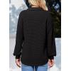 imageDokotoo Womens Waffle Knit Crochet Lace Shirts 2025 Fall Long Sleeve Button Down BlousesBlack
