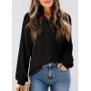 imageDokotoo Womens Waffle Knit Crochet Lace Shirts 2025 Fall Long Sleeve Button Down BlousesBlack