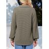imageDokotoo Womens Waffle Knit Crochet Lace Shirts 2025 Fall Long Sleeve Button Down BlousesDark Green