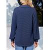 imageDokotoo Womens Waffle Knit Crochet Lace Shirts 2025 Fall Long Sleeve Button Down BlousesNavy