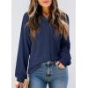 imageDokotoo Womens Waffle Knit Crochet Lace Shirts 2025 Fall Long Sleeve Button Down BlousesNavy
