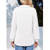 imageDokotoo Womens Waffle Knit Crochet Lace Shirts 2025 Fall Long Sleeve Button Down BlousesWhite