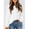 imageDokotoo Womens Waffle Knit Crochet Lace Shirts 2025 Fall Long Sleeve Button Down BlousesWhite