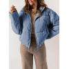 imageDokotoo Womens Winter Quilted Jackets Long Sleeve Full Zip Puffer Jacket Coats with PocketsBlue