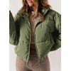 imageDokotoo Womens Winter Quilted Jackets Long Sleeve Full Zip Puffer Jacket Coats with PocketsGreen