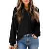 imageDokotoo Womens Waffle Knit Crochet Lace Shirts 2025 Fall Long Sleeve Button Down BlousesBlack