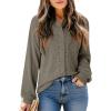 imageDokotoo Womens Waffle Knit Crochet Lace Shirts 2025 Fall Long Sleeve Button Down BlousesDark Green