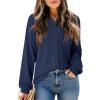 imageDokotoo Womens Waffle Knit Crochet Lace Shirts 2025 Fall Long Sleeve Button Down BlousesNavy