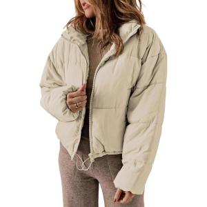imageDokotoo Womens Winter Quilted Jackets Long Sleeve Full Zip Puffer Jacket Coats with PocketsApricot