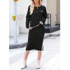 imageDokotoo 2 Piece Skirts Sets For Women Fall Fashion 2025 Sweater Dress Knit Lounge Travel Outfits Winter ClothingBlack