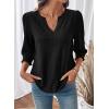 imageDokotoo 34 Length Sleeve Womens Tops Dressy Casual V Neck Cute TShirts Hollow Out BlousesBlack