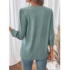 imageDokotoo 34 Length Sleeve Womens Tops Dressy Casual V Neck Cute TShirts Hollow Out BlousesGreen Bay