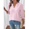 imageDokotoo 34 Length Sleeve Womens Tops Dressy Casual V Neck Cute TShirts Hollow Out BlousesLight Pink