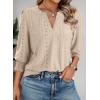 imageDokotoo 34 Length Sleeve Womens Tops Dressy Casual V Neck Cute TShirts Hollow Out BlousesParchment