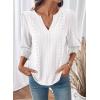imageDokotoo 34 Length Sleeve Womens Tops Dressy Casual V Neck Cute TShirts Hollow Out BlousesWhite