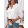imageDokotoo 34 Length Sleeve Womens Tops Dressy Casual V Neck Cute TShirts Hollow Out BlousesWhite