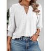 imageDokotoo 34 Length Sleeve Womens Tops Dressy Casual V Neck Cute TShirts Hollow Out BlousesWhite